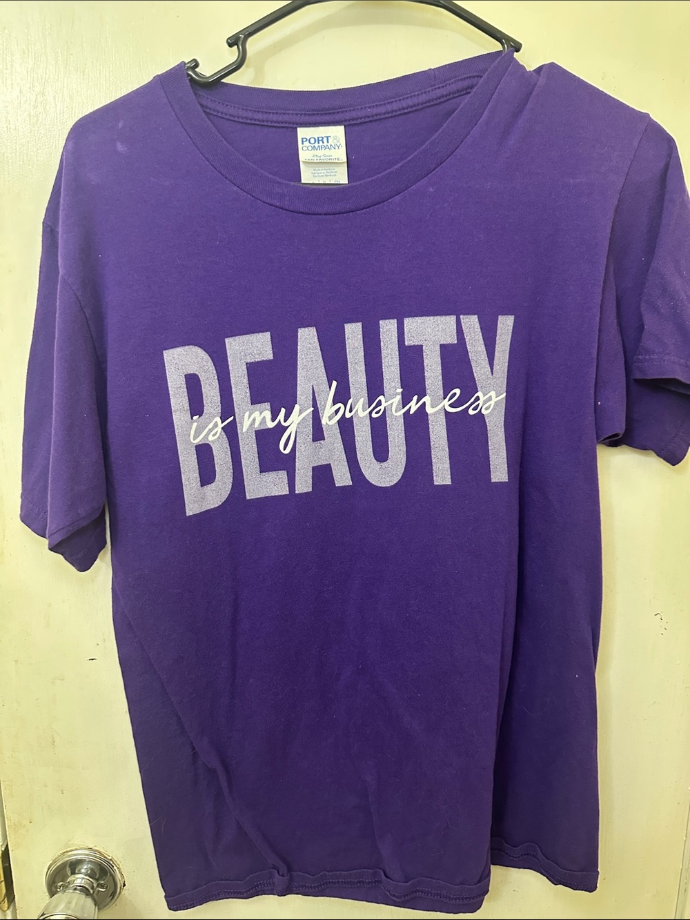 Port and Company Purple "Beauty is My Business" Short Sleeve Tee